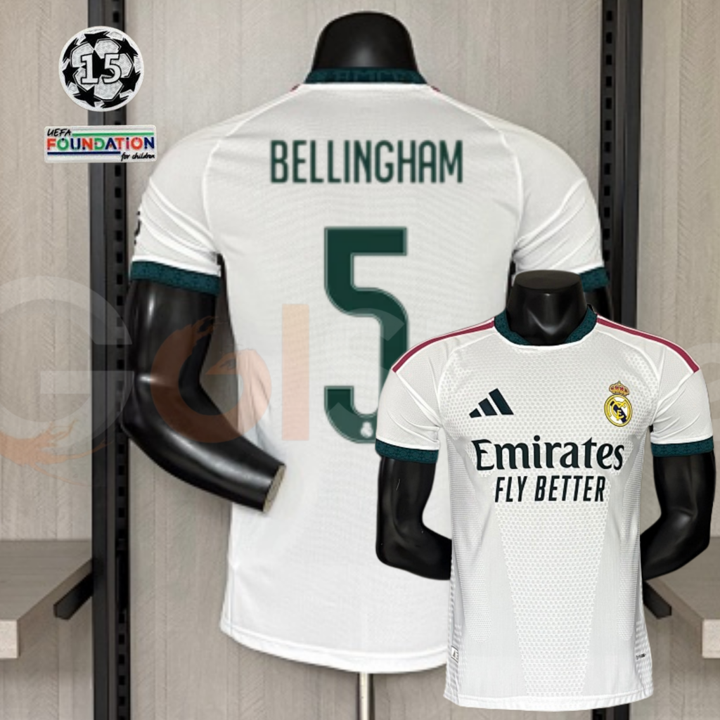 Real Madrid 2026 2027 Home Player Version Bellingham 5 UCL Short Sleeve Authentic Football Jersey