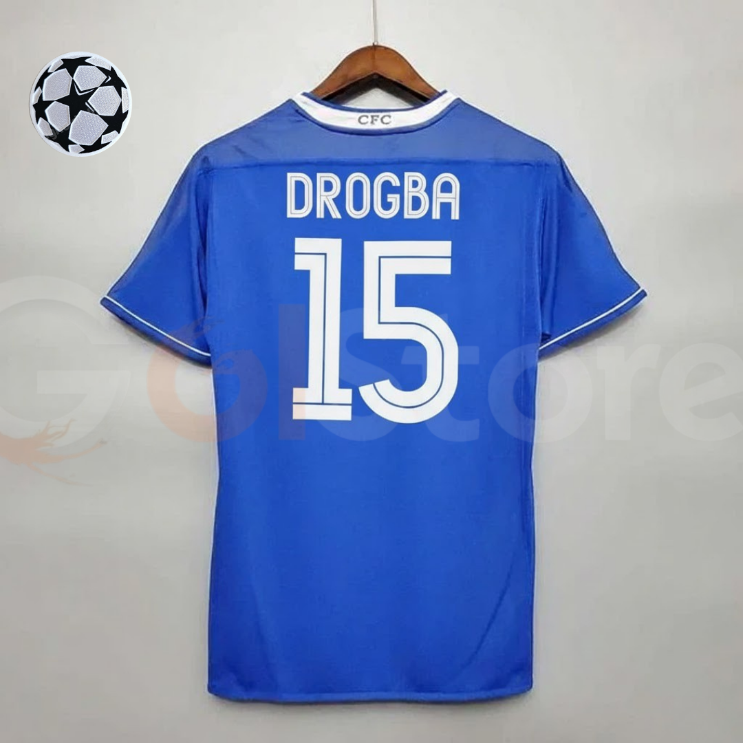 Chelsea FC 2003-2005 Retro Home Short Sleeve Jersey #15 Drogba Personalized UCL Patch
