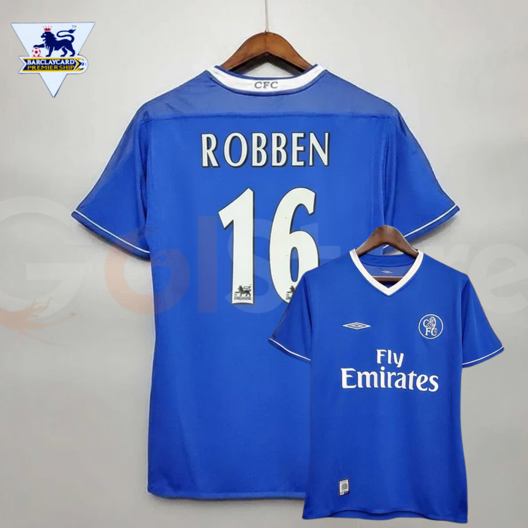 Chelsea FC 2003-2005 Retro Home Short Sleeve Jersey #16 Robben Personalized PL Patch