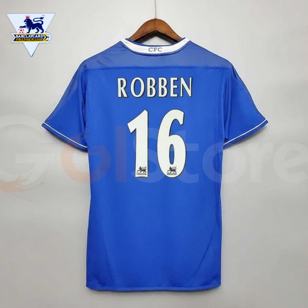Chelsea FC 2003-2005 Retro Home Short Sleeve Jersey #16 Robben Personalized PL Patch