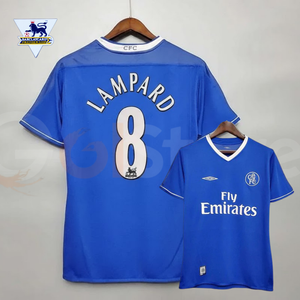 Chelsea FC 2003-2005 Retro Home Short Sleeve Jersey #8 Lampard Personalized PL Patch