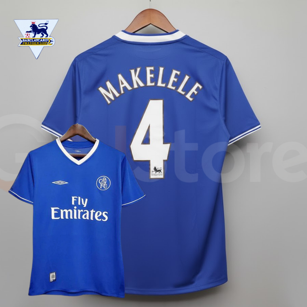 Chelsea FC 2003-2005 Retro Home Short Sleeve Jersey #4 Makelele Personalized PL Patch