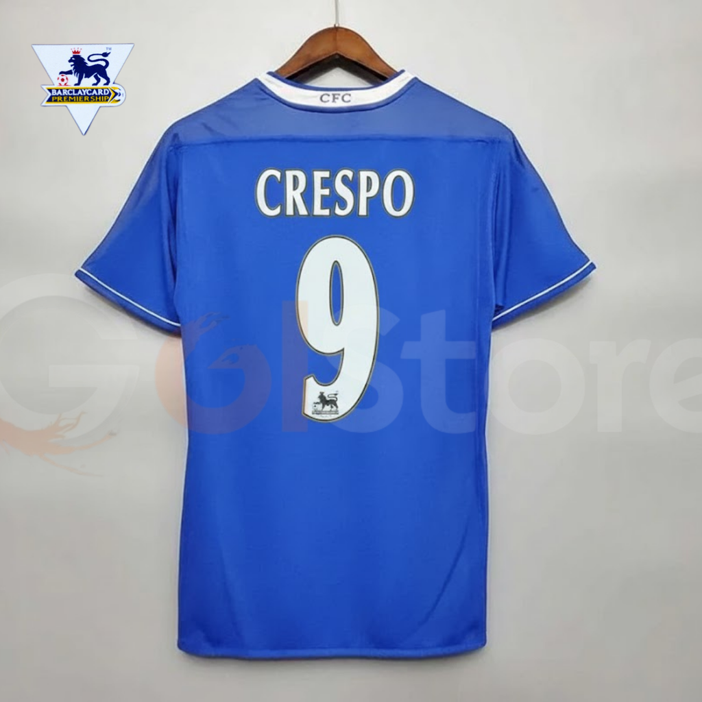 Chelsea FC 2003-2005 Retro Home Short Sleeve Jersey #9 Crespo Personalized PL UCL Patch