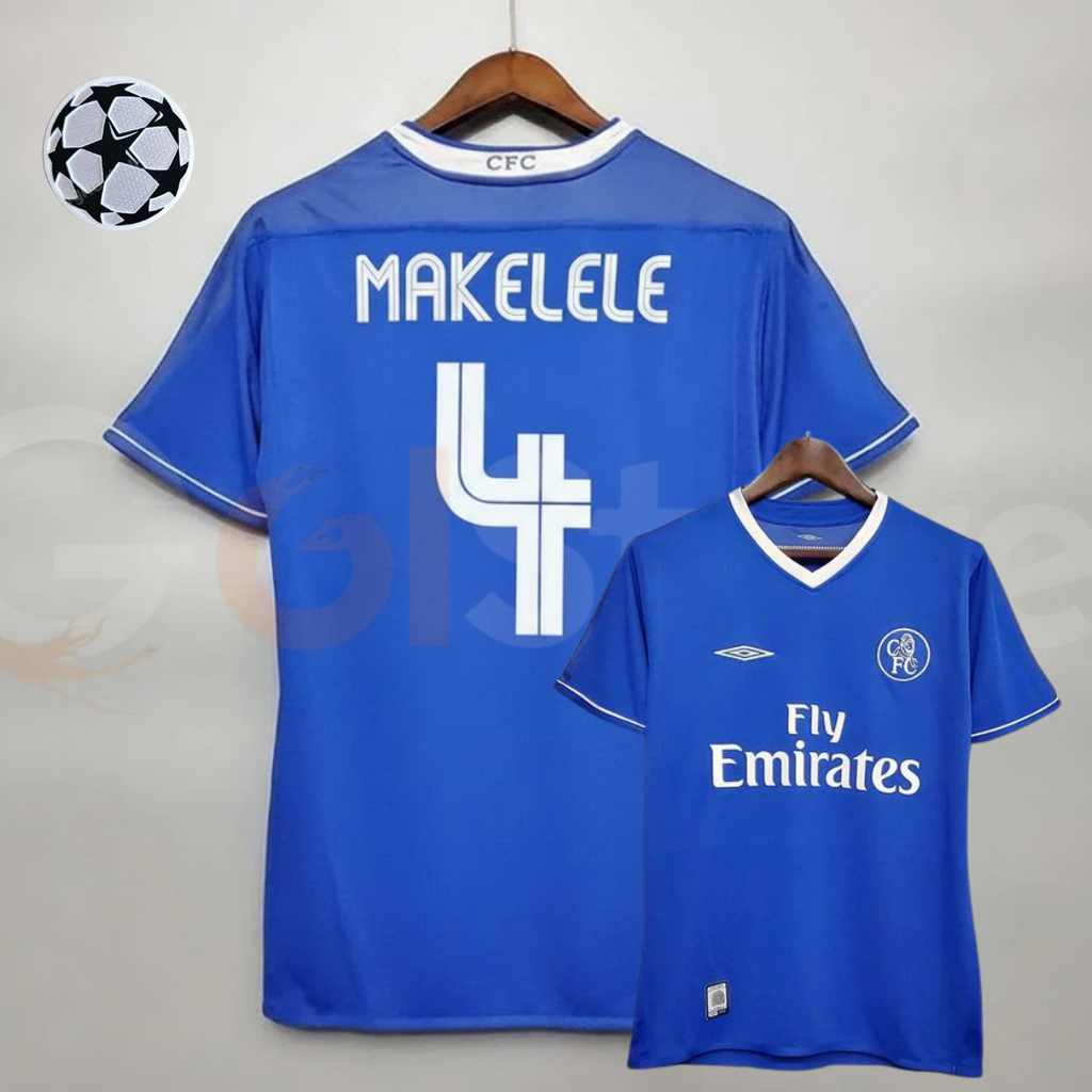 Chelsea FC 2003-2005 Retro Home Short Sleeve Jersey #4 Makelele Personalized UCL Patch
