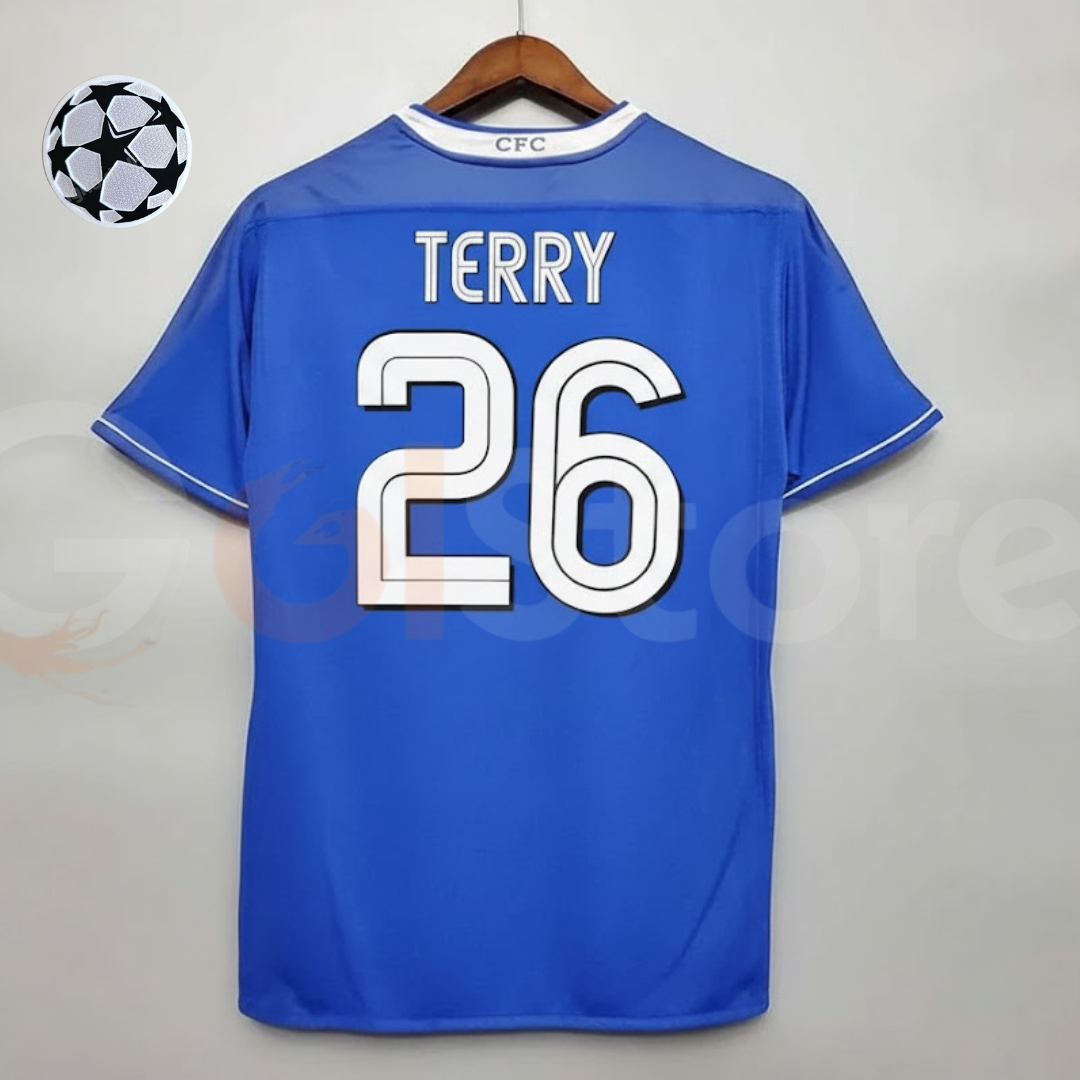 Chelsea FC 2003-2005 Retro Home Short Sleeve Jersey #26 Terry Personalized UCL Patch