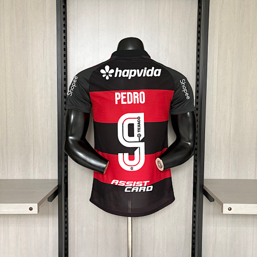 Maillot de football domicile Flamengo version joueur 2026/27 – Sponsor complet n°9 Pedro édition match, unisexe, tailles S-3XL