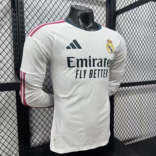 2026/27 Real Madrid Player Version Home Long Sleeve White Jersey #10 Mbappe Personalized