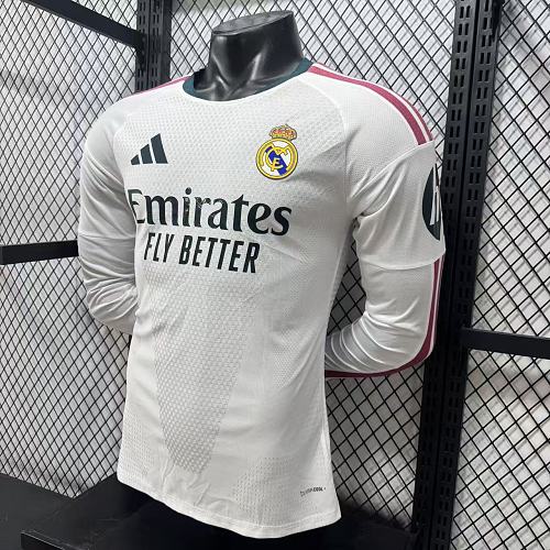 2026/27 Real Madrid Player Version Home Long Sleeve White Jersey #10 Mbappe Personalized