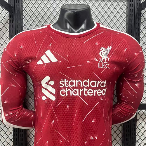 2026-2027 Liverpool Player Version Home Long Sleeve Jersey #4 Virgil Personalized UCL Patch