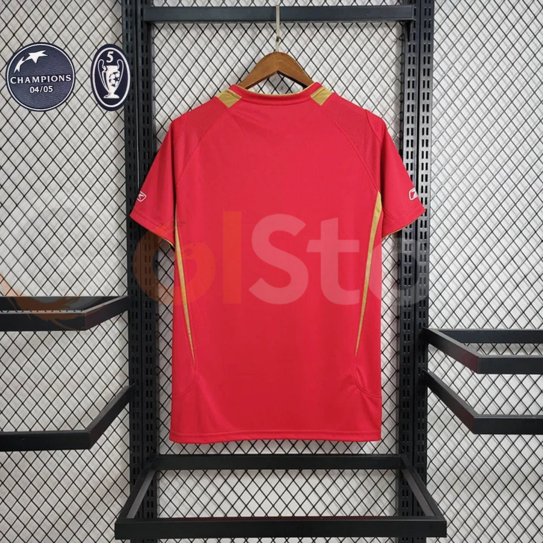 2005-2006 Liverpool Retro Red Home Short Sleeve Jersey Personalized UCL Patch