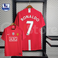 Manchester United 2007-2008 Retro Home Short Sleeve Jersey #7 Ronaldo Personalized PL Patch Rare