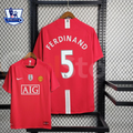 Manchester United 2007-2008 Retro Home Short Sleeve Jersey #5 Ferdinand Personalized PL Patch Rare