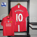Manchester United 2007-2008 Retro Home Short Sleeve Jersey #10 Rooney Personalized PL Patch Rare