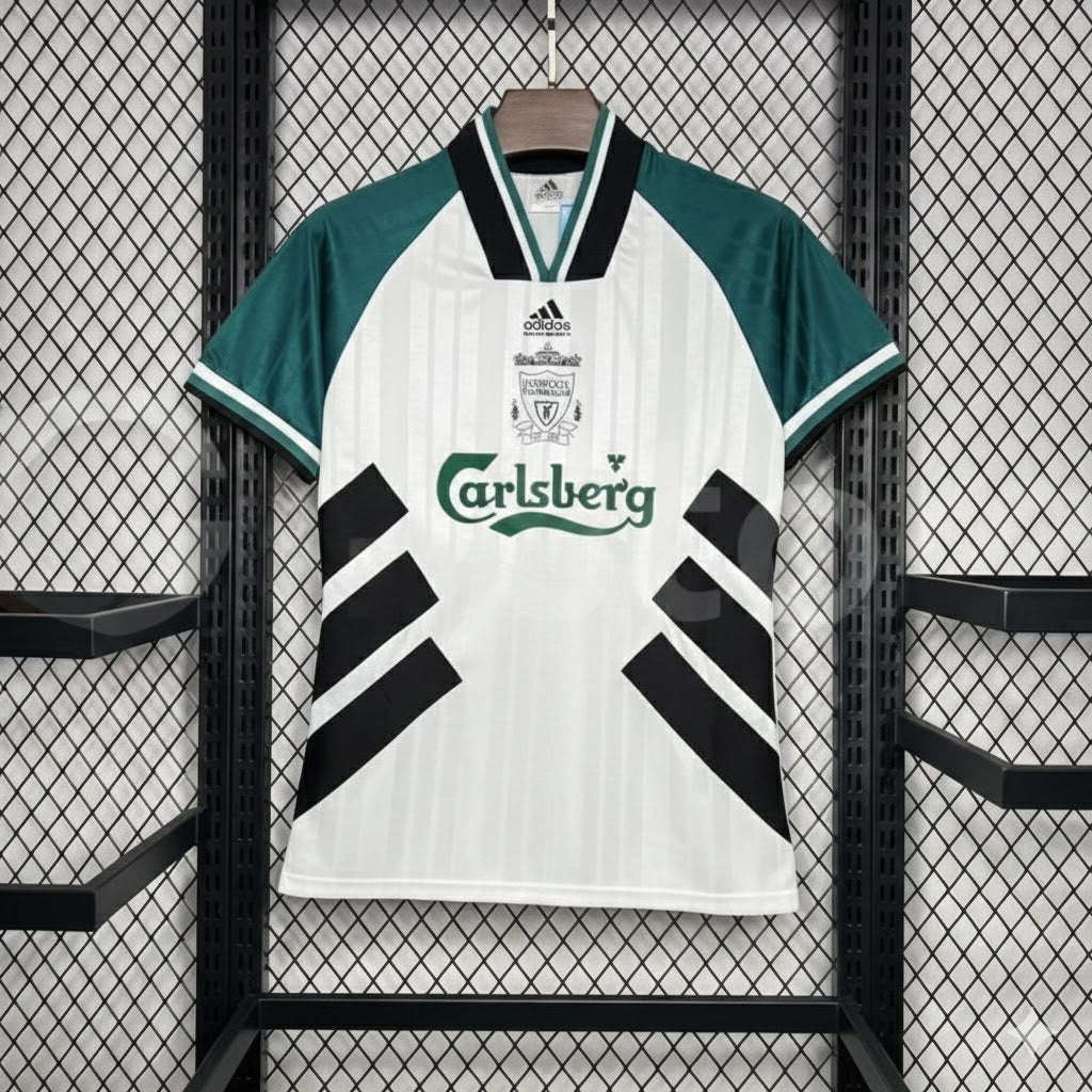 1993-1995 Liverpool Retro White Away Short Sleeve Jersey Personalized PL UCL Patch