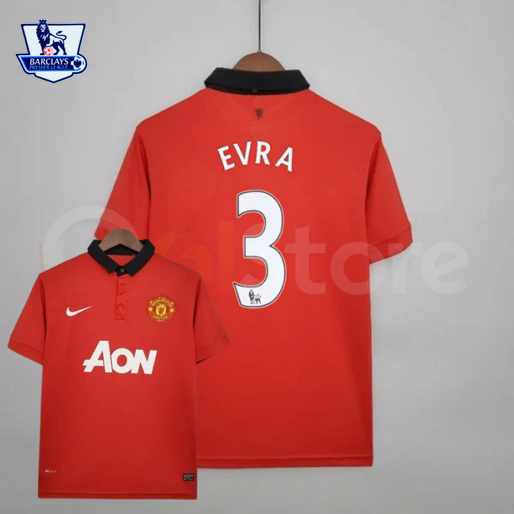 Manchester United 2013-2014 Retro Home Short Sleeve Jersey #3 Evra Personalized PL Rare