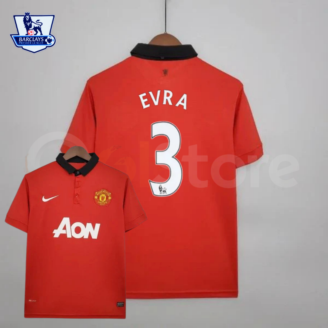 Manchester United 2013-2014 Retro Home Short Sleeve Jersey #3 Evra Personalized PL Rare