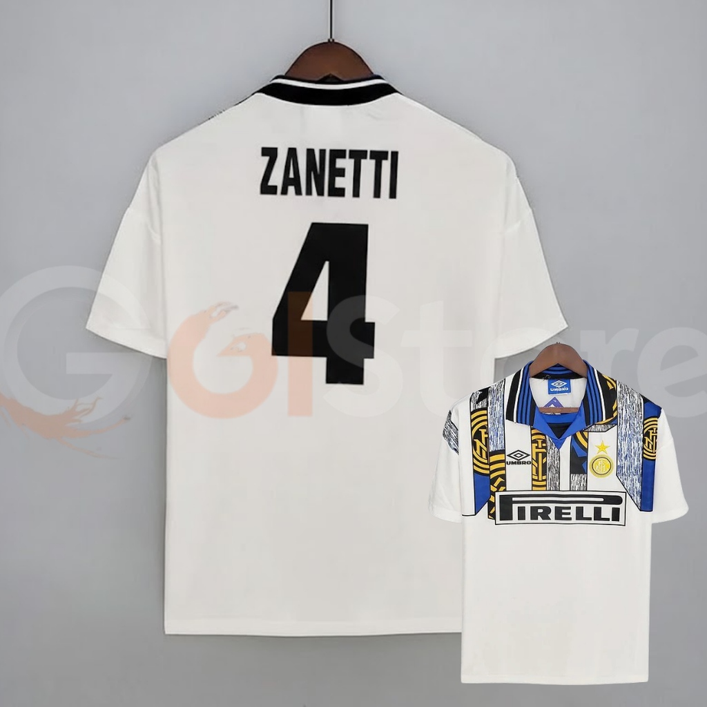 Inter Milan 1996-1997 Retro Away Short Sleeve Jersey #4 Zanetti Personalized Rare Collector