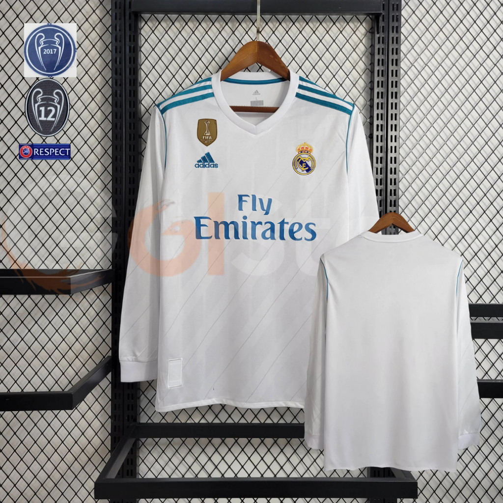 2017/18 Real Madrid Retro Home Jersey Long Sleeve UCL & LaLiga