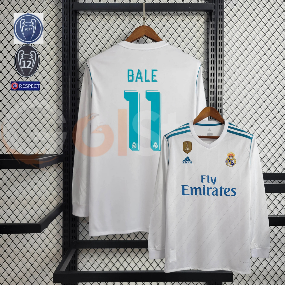 2017/18 Real Madrid Retro Home Jersey #11 Bale UCL