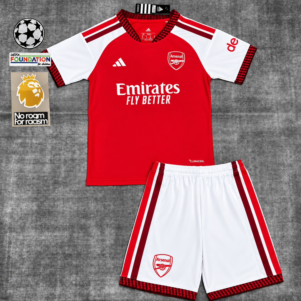Kids Arsenal FC 2026-27 Home Jersey | Custom Name & Number | UCL or Premier League Patch | Sizes 16–28