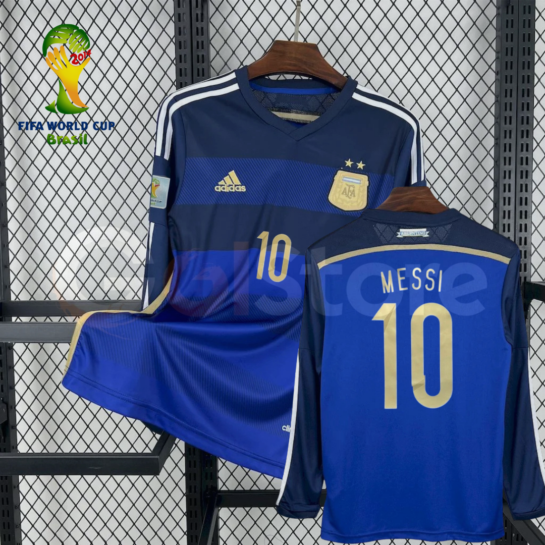 Argentina 2014 World Cup Away Retro Long Sleeve Jersey Personalized S-2XL